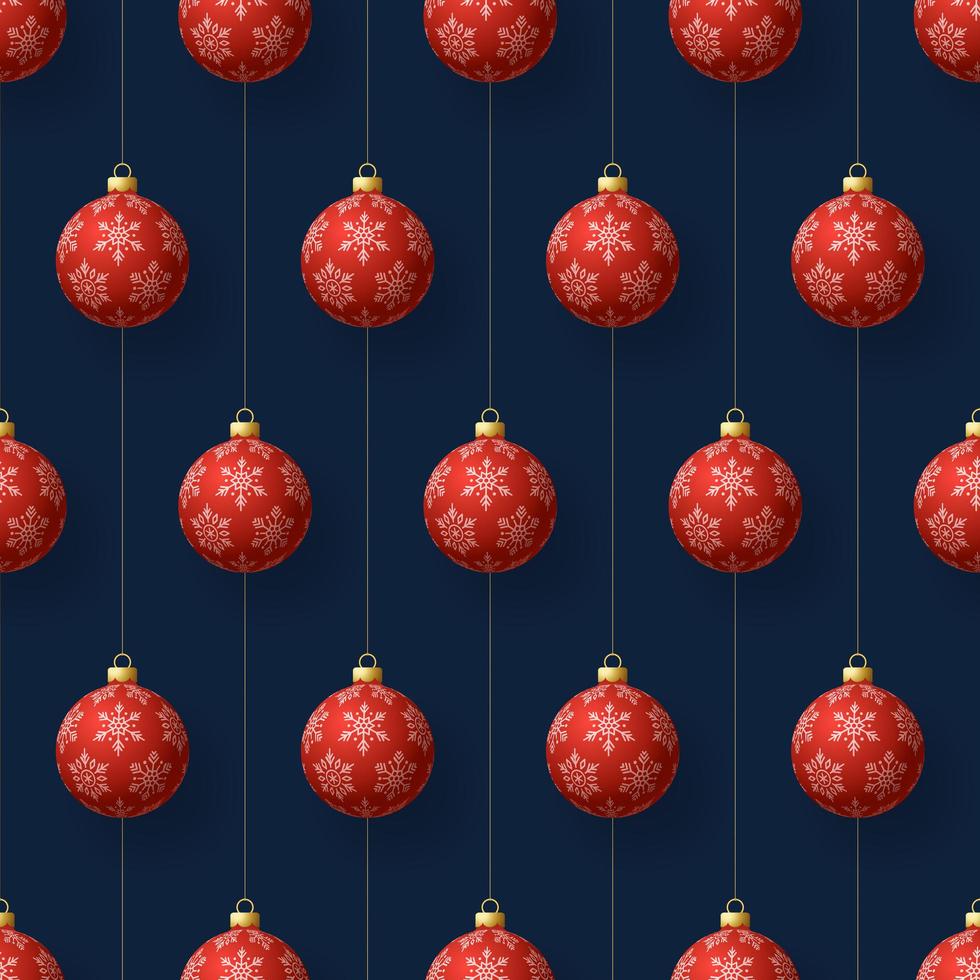 Christmas hanging red snowflake ornaments seamless pattern vector