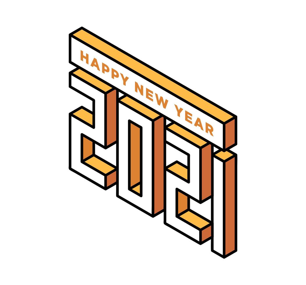 Happy New Year 2021 isometric typography vector