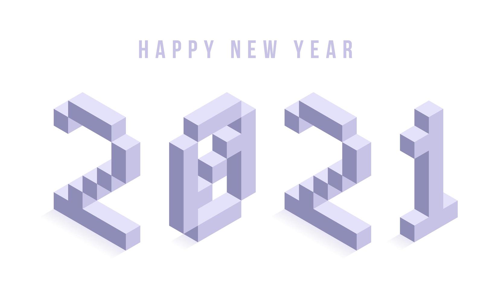 feliz año nuevo 2021 tipografía isométrica vector