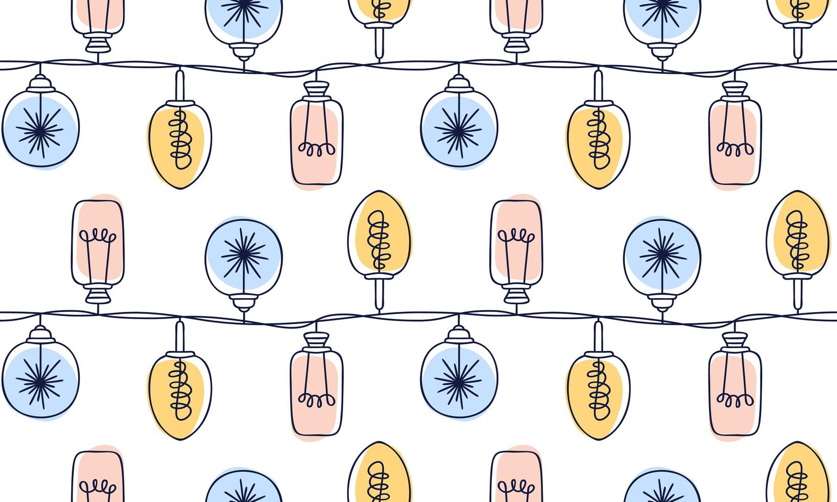 Seamless pattern of colorful Christmas light bulbs vector