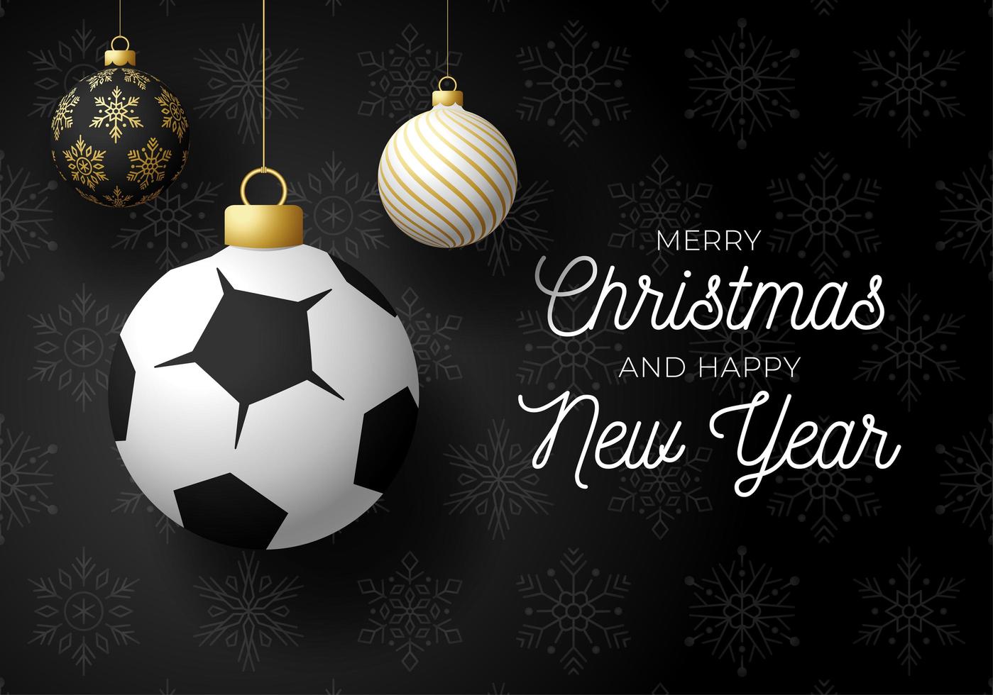 Holiday card with ball ornaments and soccer or football vector