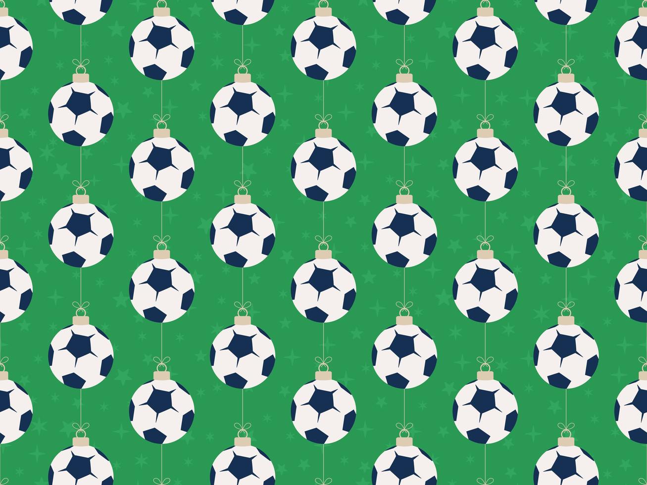 Merry Christmas soccer or football seamless horizontal pattern vector