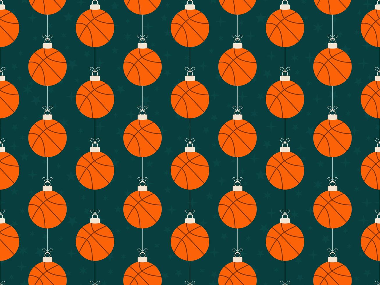 Merry Christmas basketball seamless horizontal pattern vector
