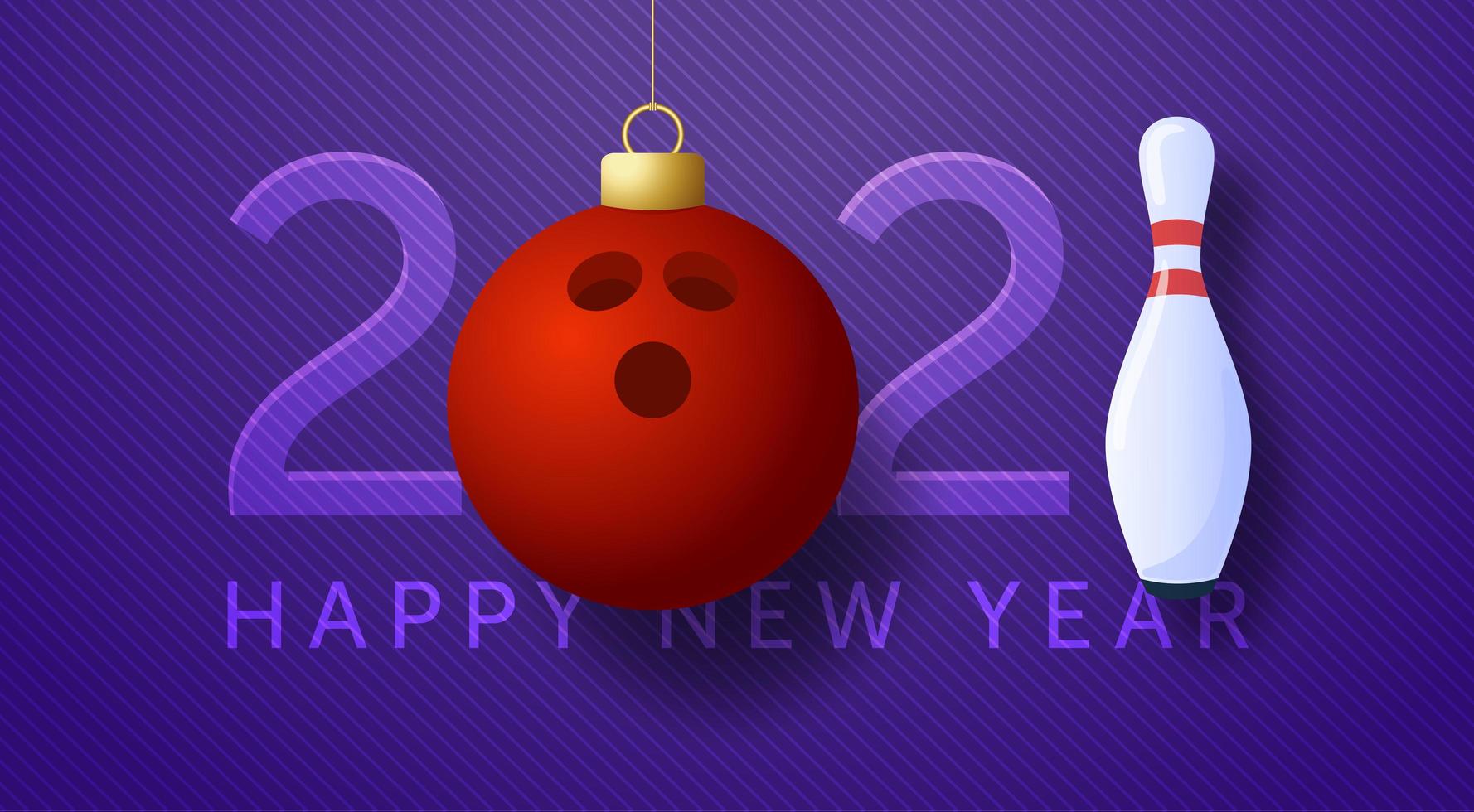 2021 card with bowling ball ornament and pin vector