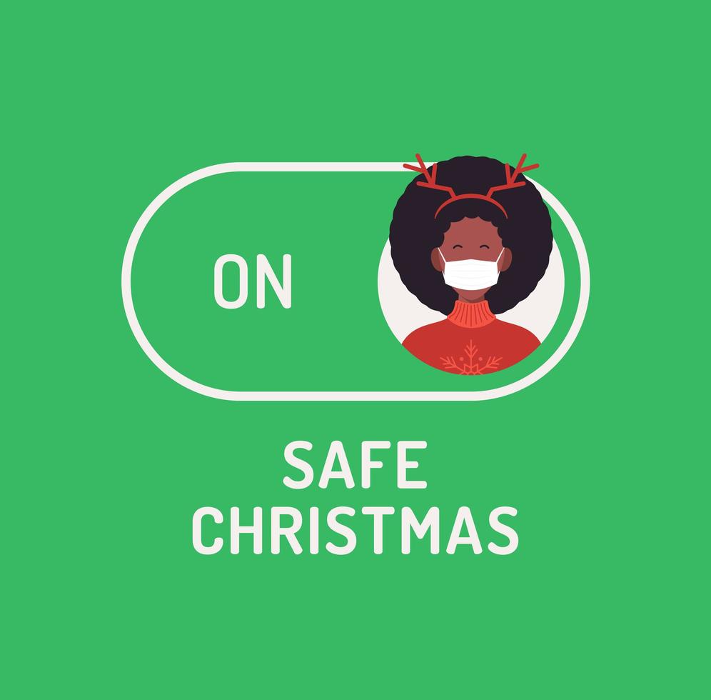 Face mask safe Christmas mode switch toggle vector