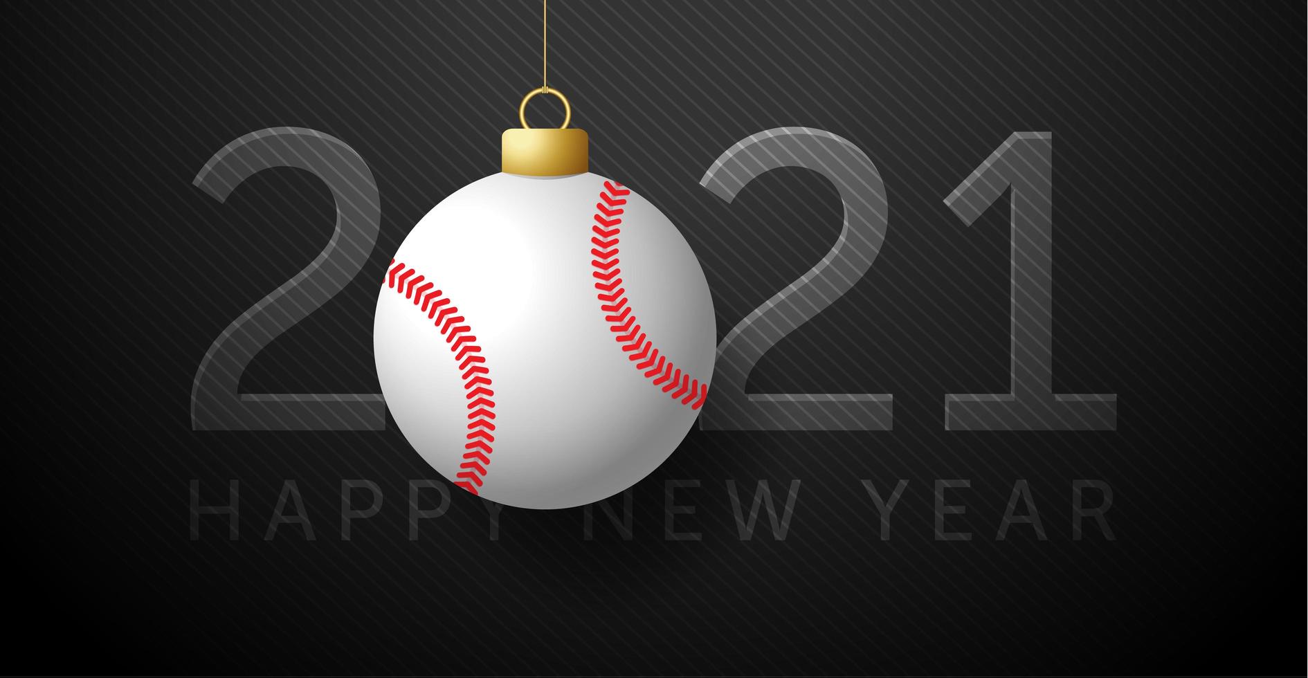 New year 2021 card with baseball ornament vector