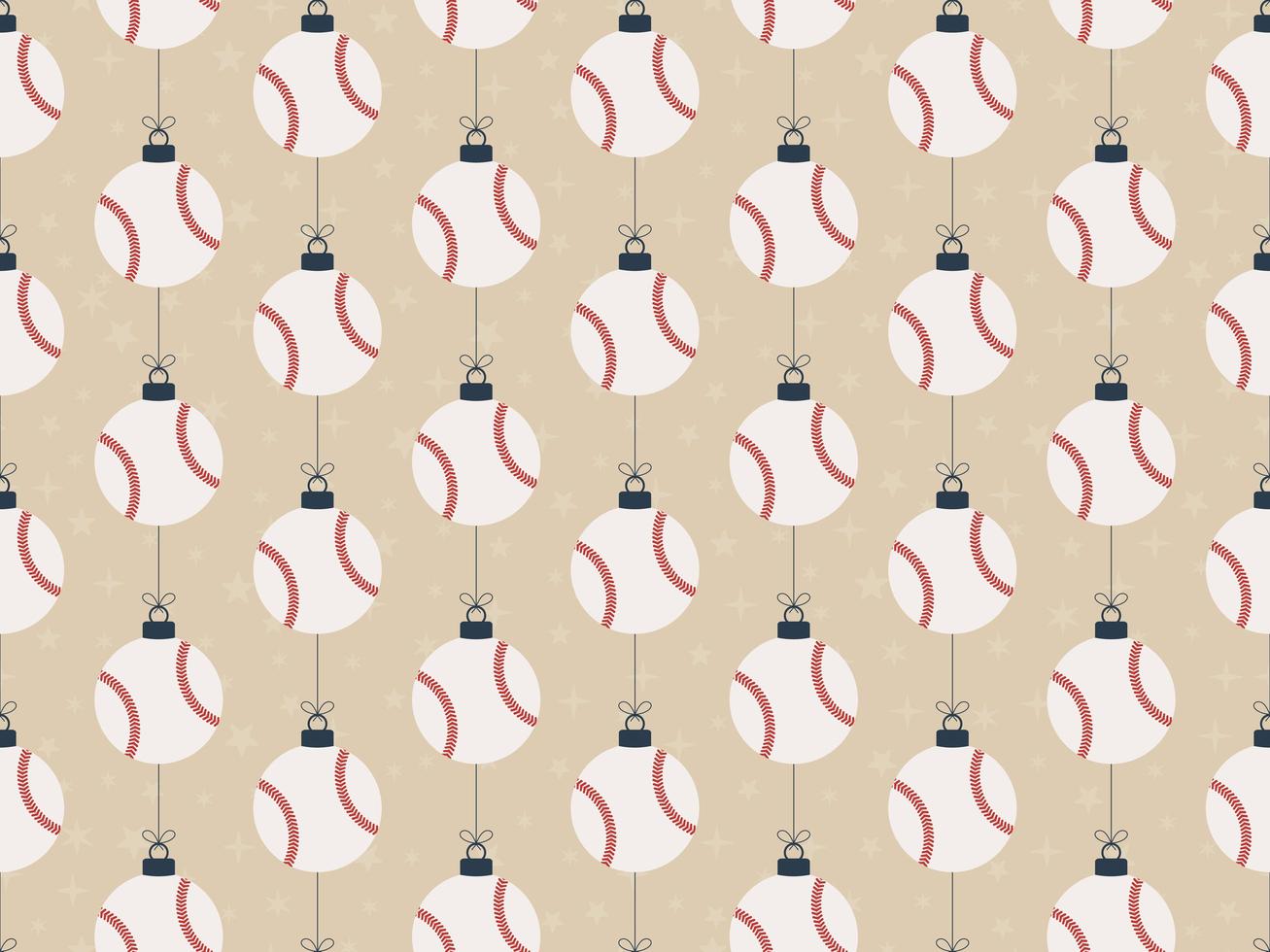 Merry Christmas baseball seamless horizontal pattern vector