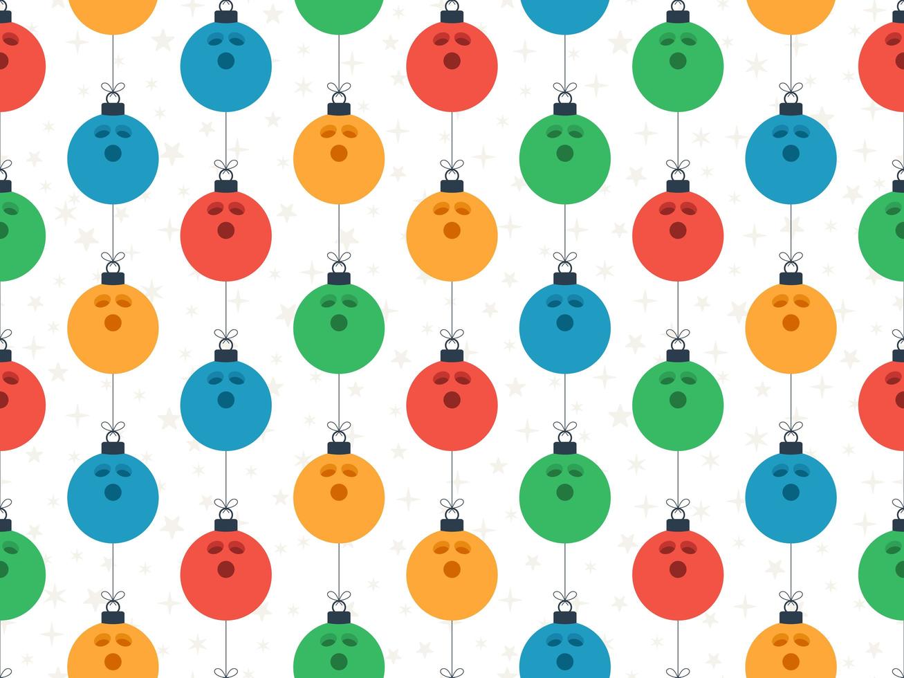 Merry Christmas bowling ball seamless horizontal pattern vector