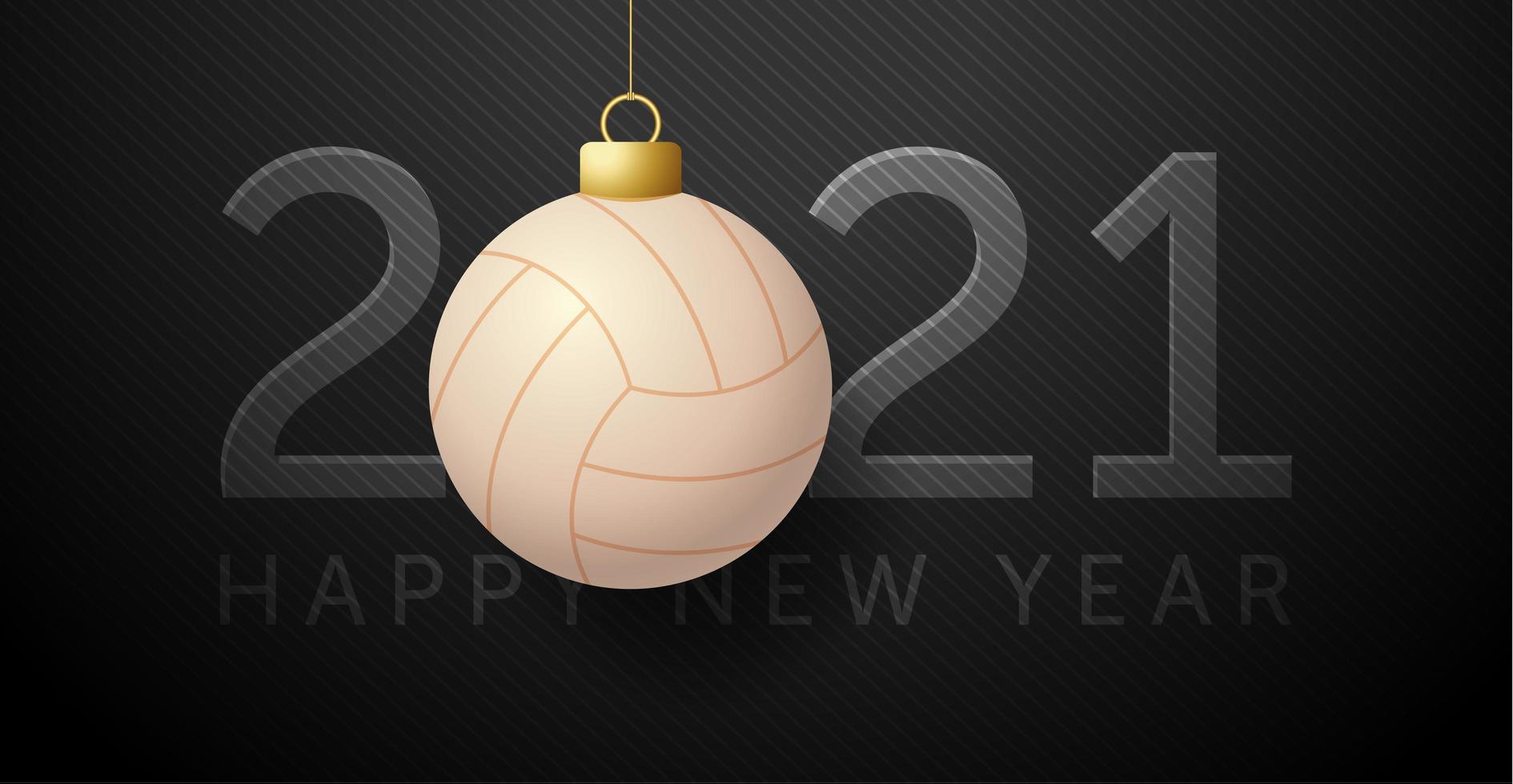 New year 2021 card with volleyball ornament vector