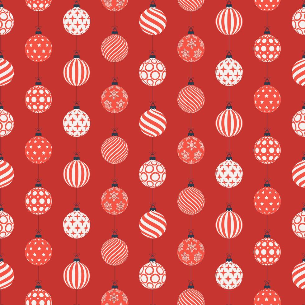 Navidad de patrones sin fisuras con bolas rojas y blancas vector
