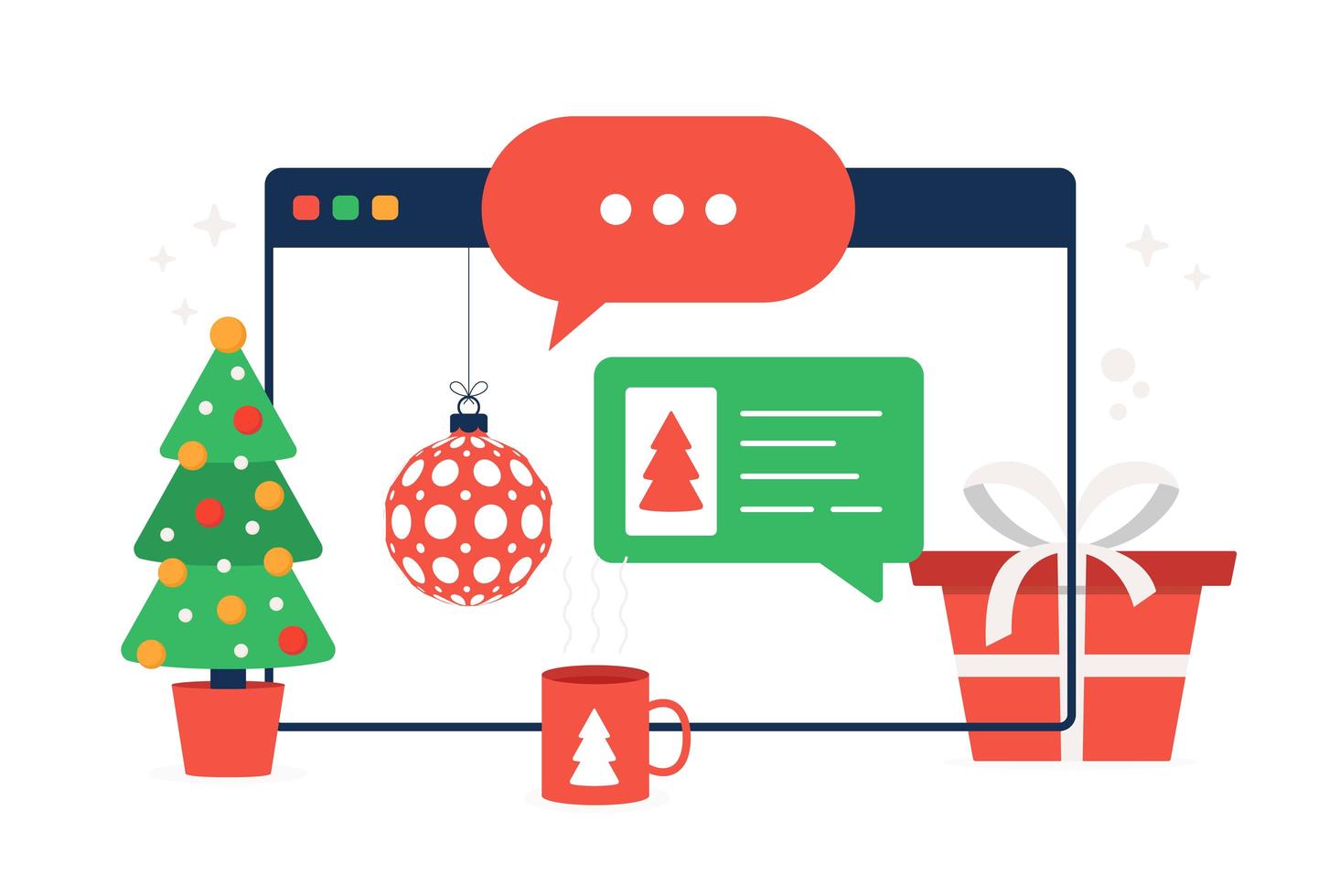 Christmas chatting on browser vector