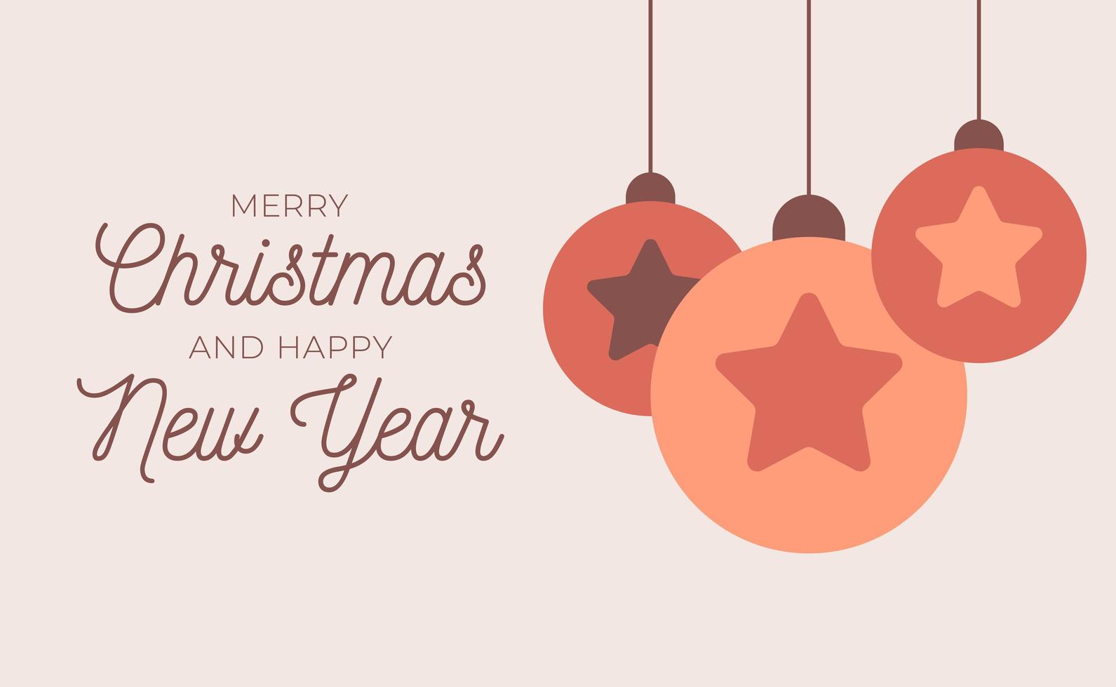 tarjeta retro de navidad o año nuevo con bolas de árbol vector