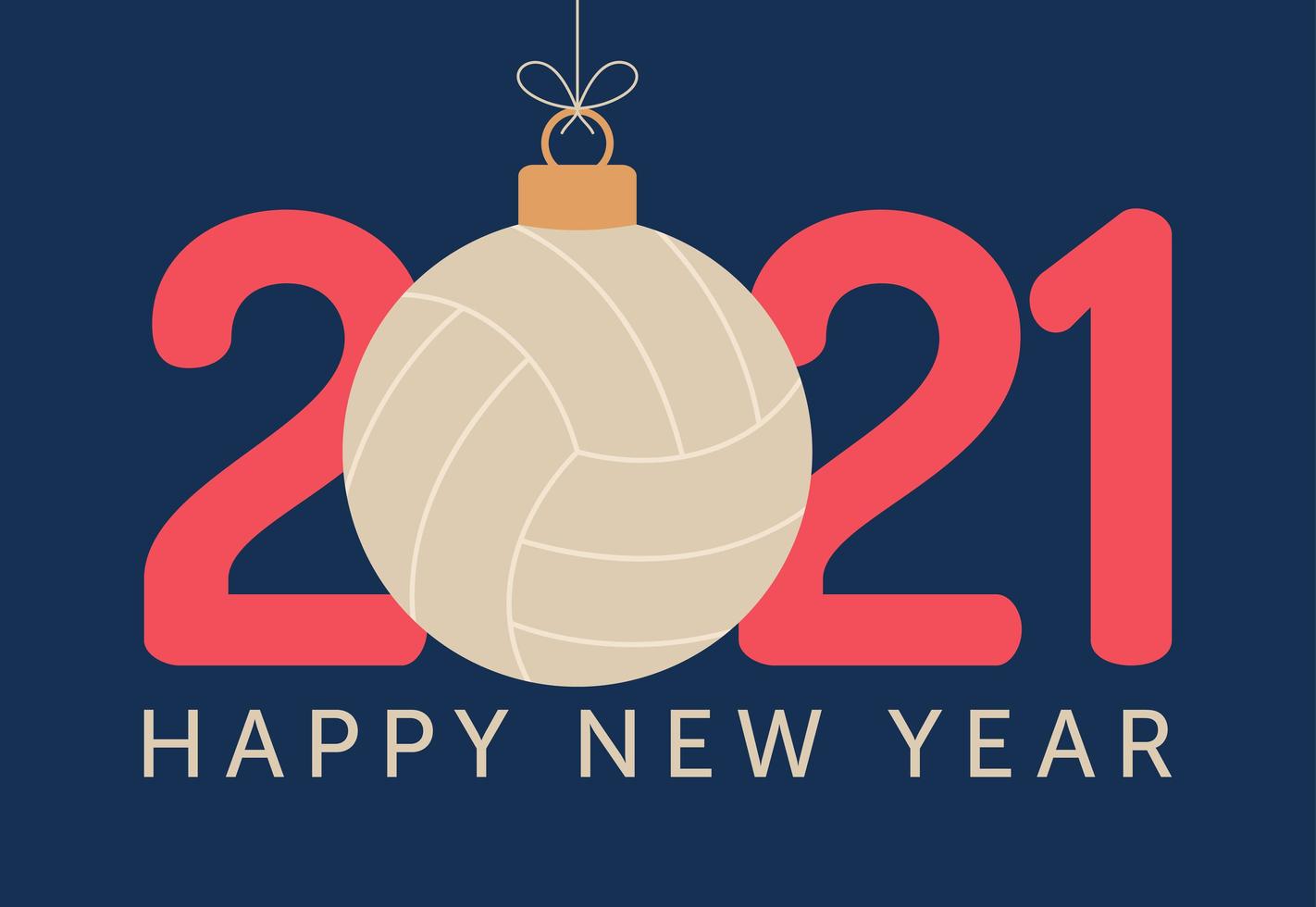 2021 tipografía feliz año nuevo con adorno de voleibol vector