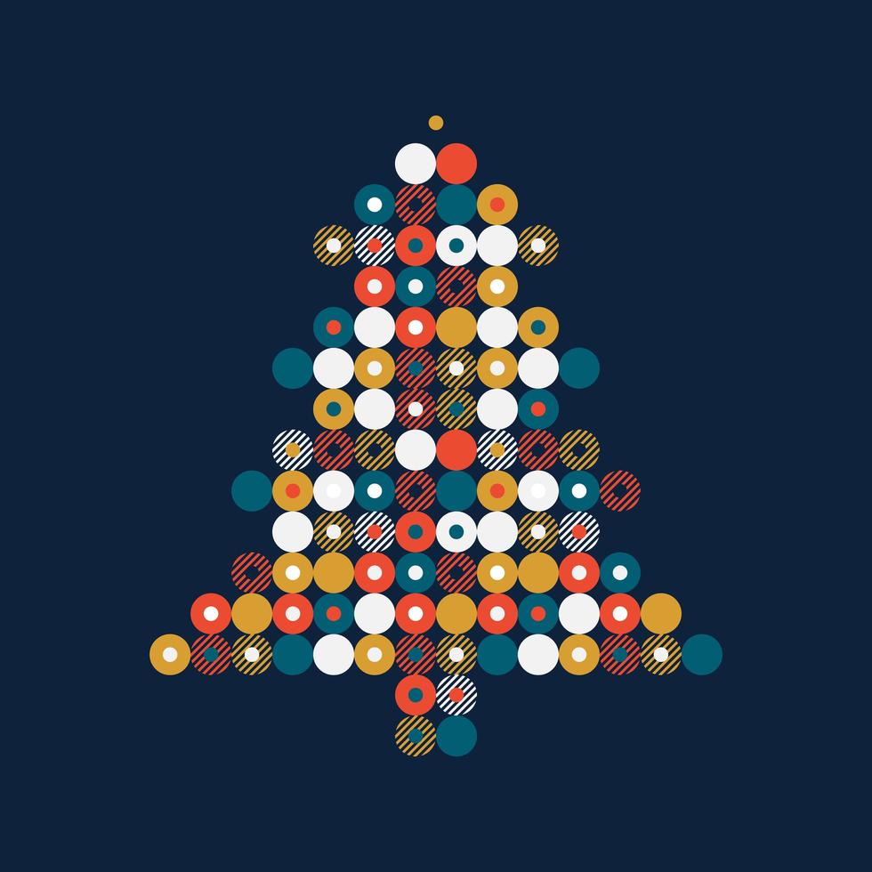 árbol de navidad estilizado en patrón de puntos vector