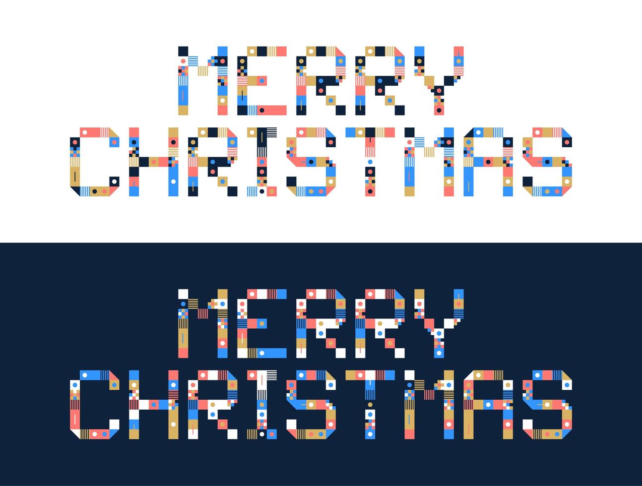 Pixel art merry christmas block typography vector