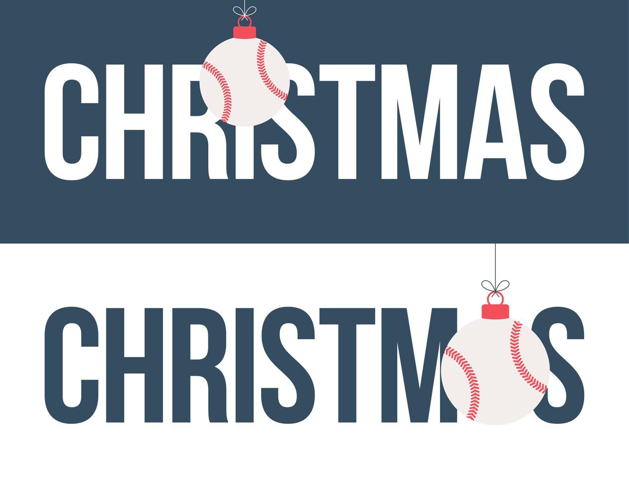 adorno de béisbol navidad conjunto de banner horizontal vector