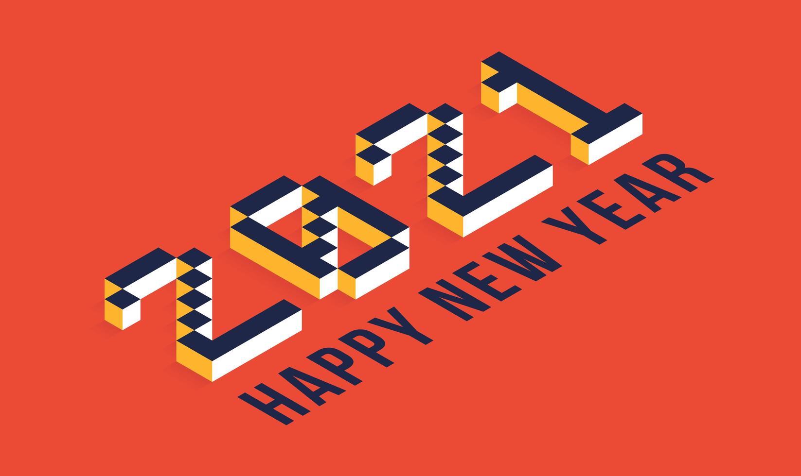 2021 Happy New Year isometric typography vector