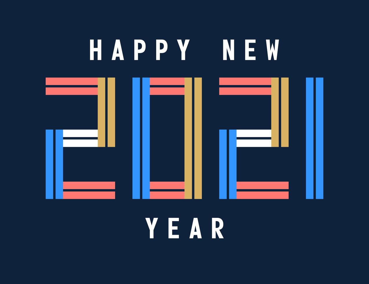 Happy New Year 2021 typography celebration greeting card vector