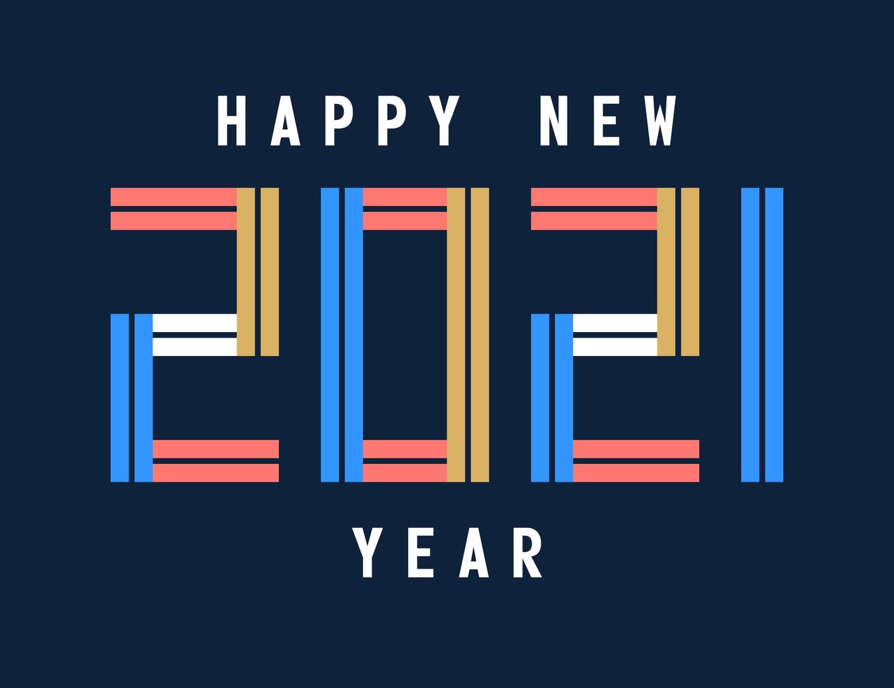 feliz año nuevo 2021 tipografía celebración tarjeta de felicitación vector