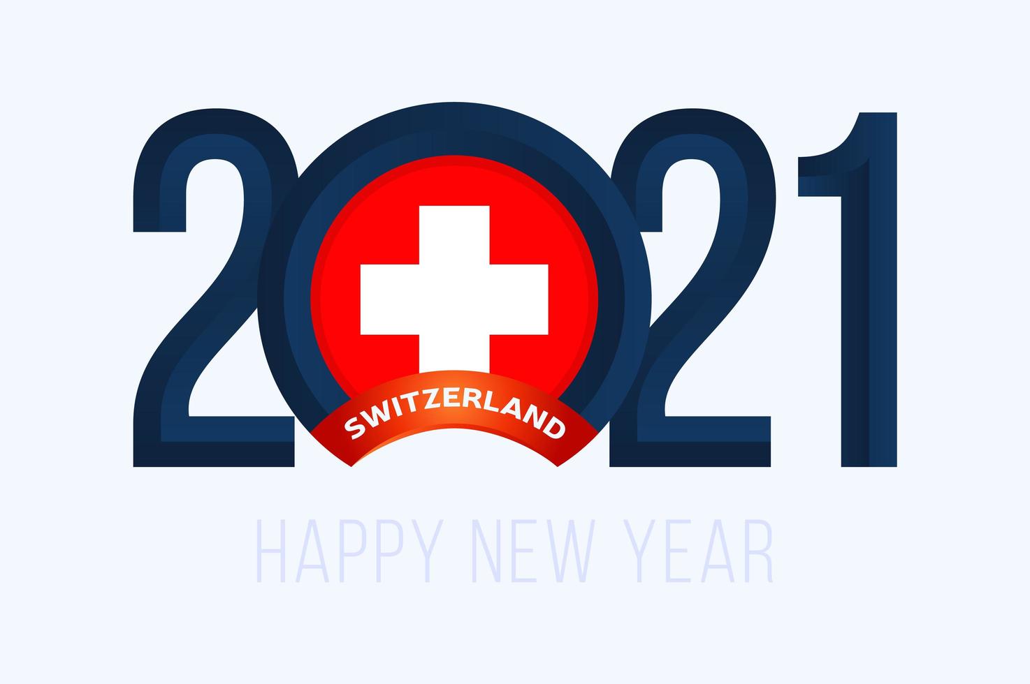 New Year 2021 typography with switzerland Flag vector