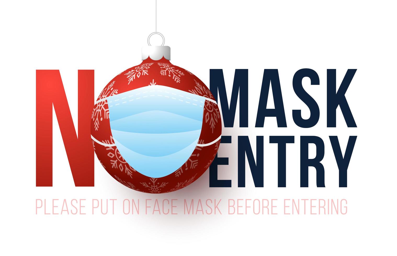 No mask no entry masked Christmas ornament sign vector