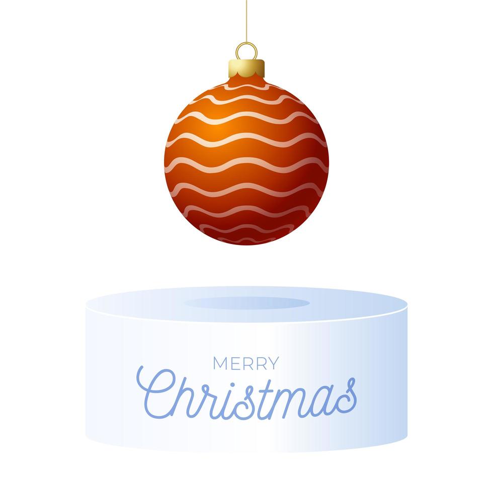 Christmas square greeting card with tree ball and pedestal vector