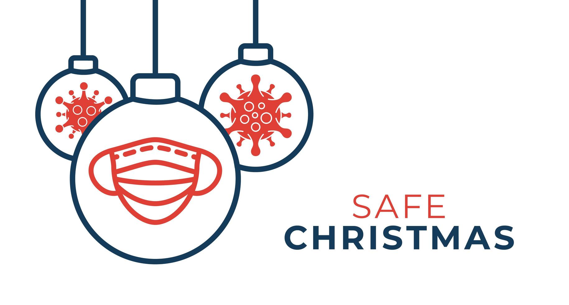 Safe Christmas coronavirus ball banner vector