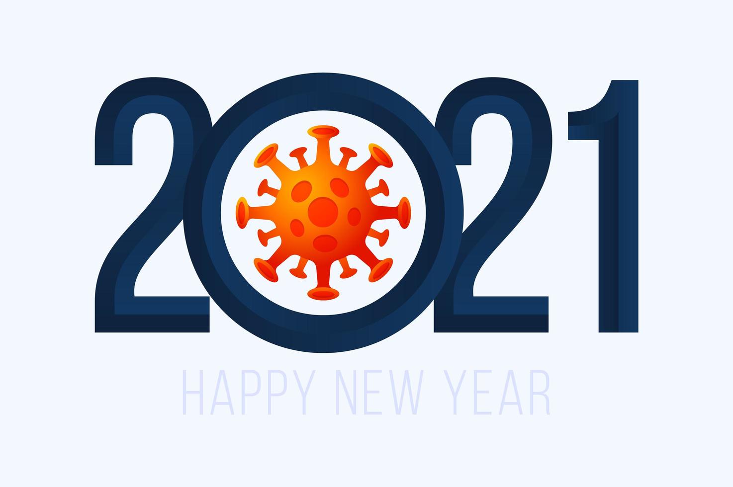 feliz año nuevo 2021 tipografía con coronavirus celular vector
