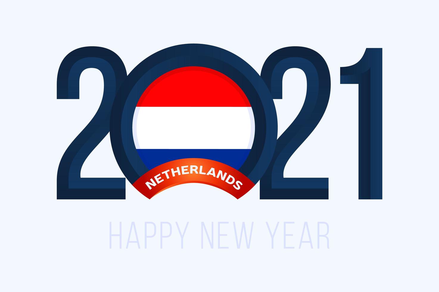 tipografía de año nuevo 2021 con bandera de países bajos vector