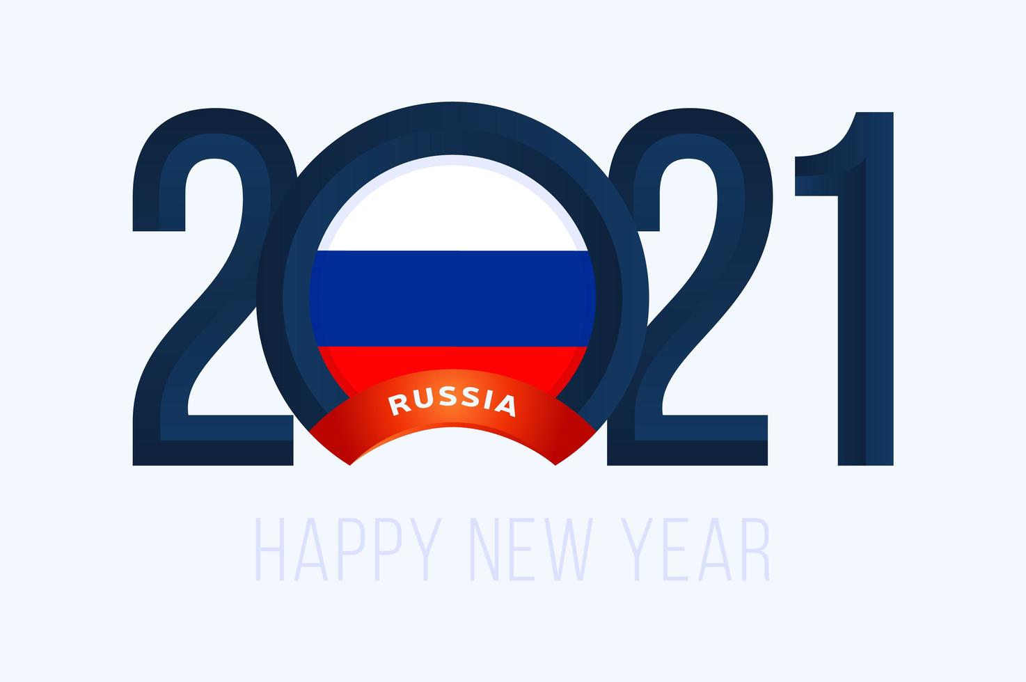 tipografía de año nuevo 2021 con bandera de rusia vector