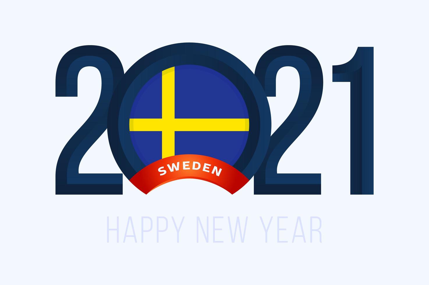 tipografía de año nuevo 2021 con bandera de suecia vector