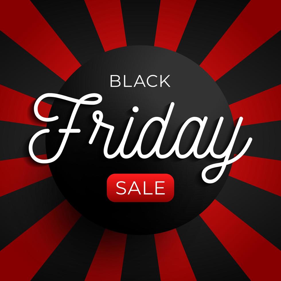 Black friday sale circle banner on red and black background vector