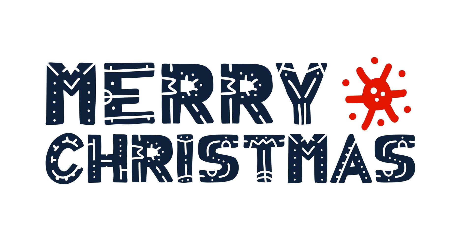 Scandinavian Merry Christmas coronavirus typography poster vector