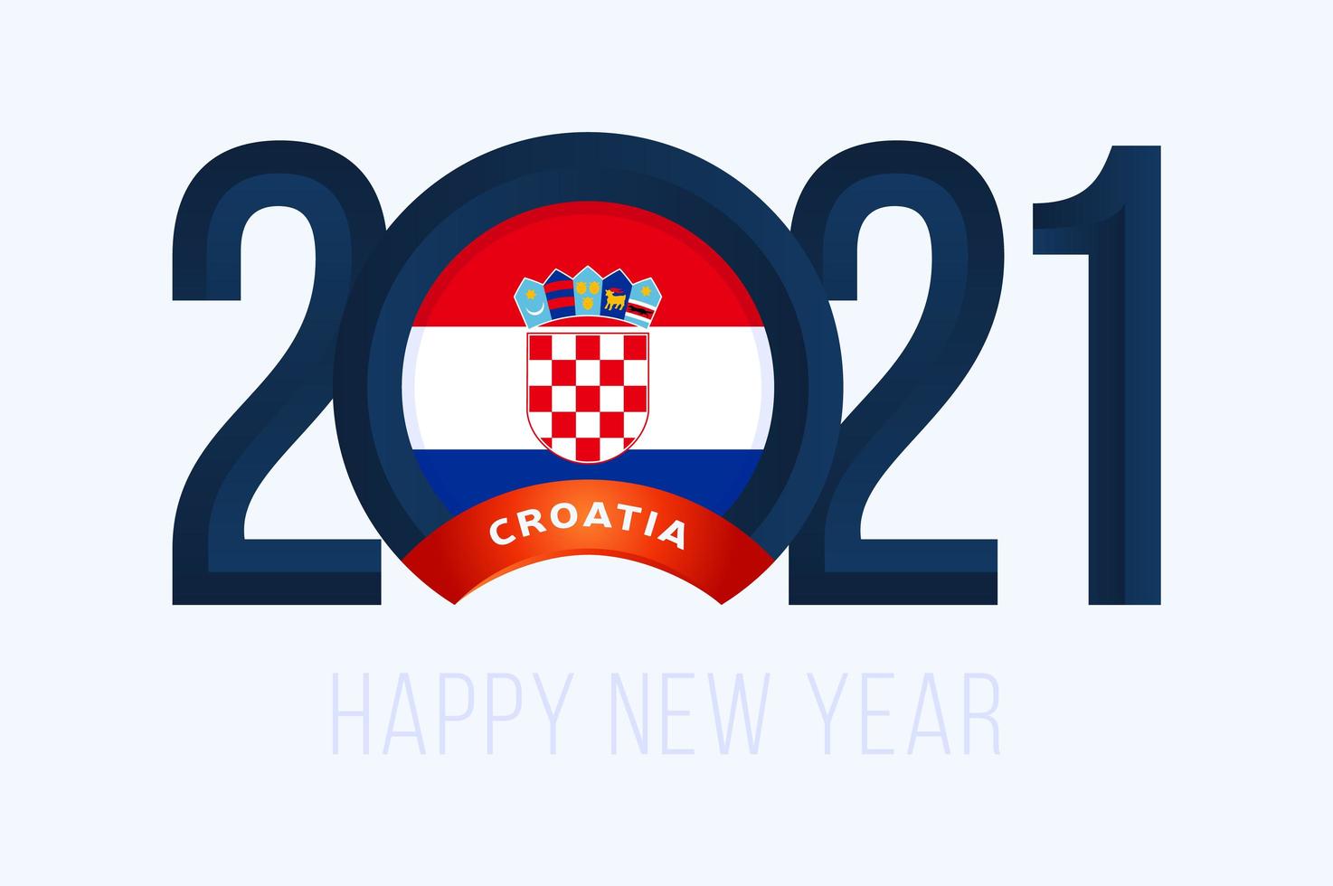 tipografía de año nuevo 2021 con bandera de croacia vector