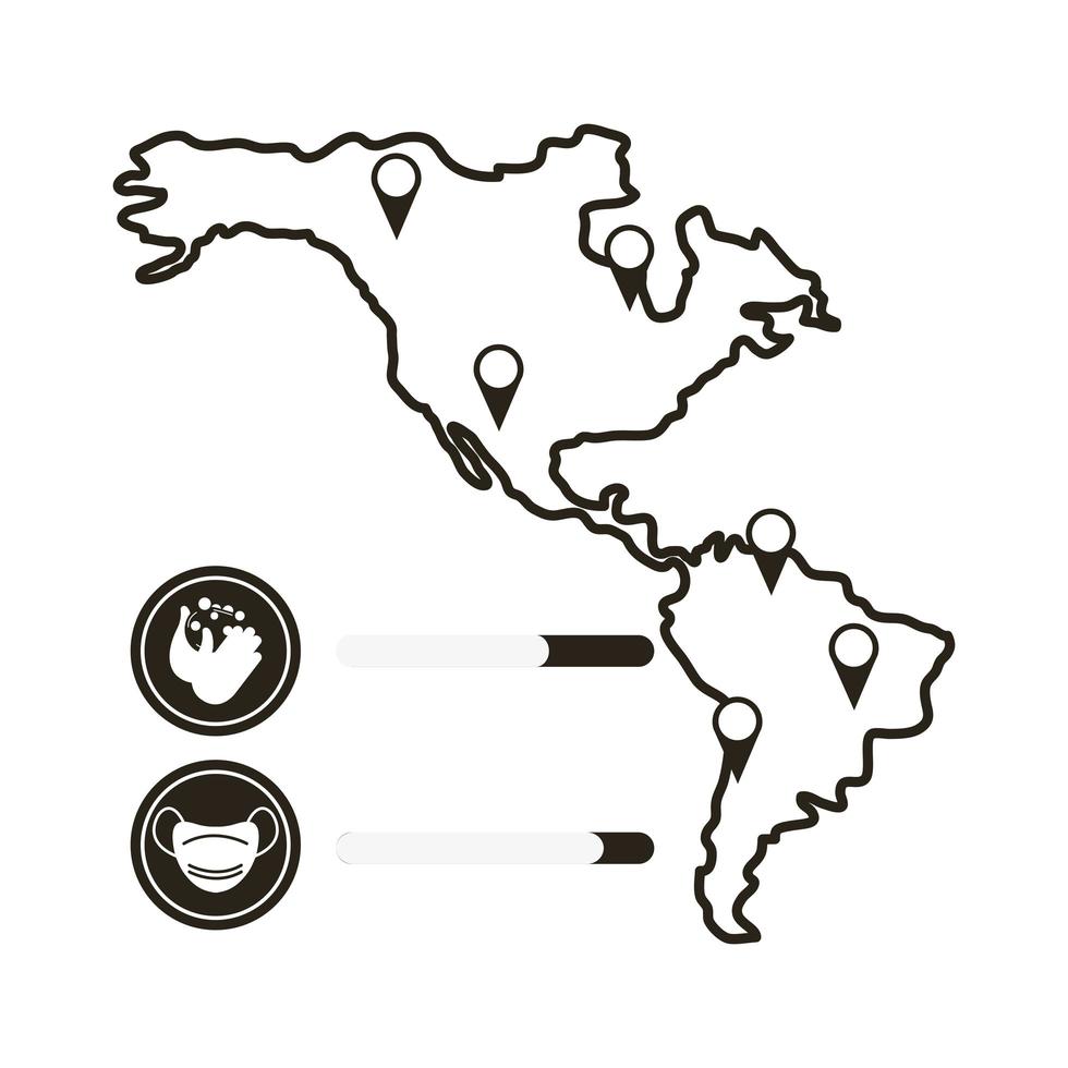 mapa con icono de infografía coronavirus vector