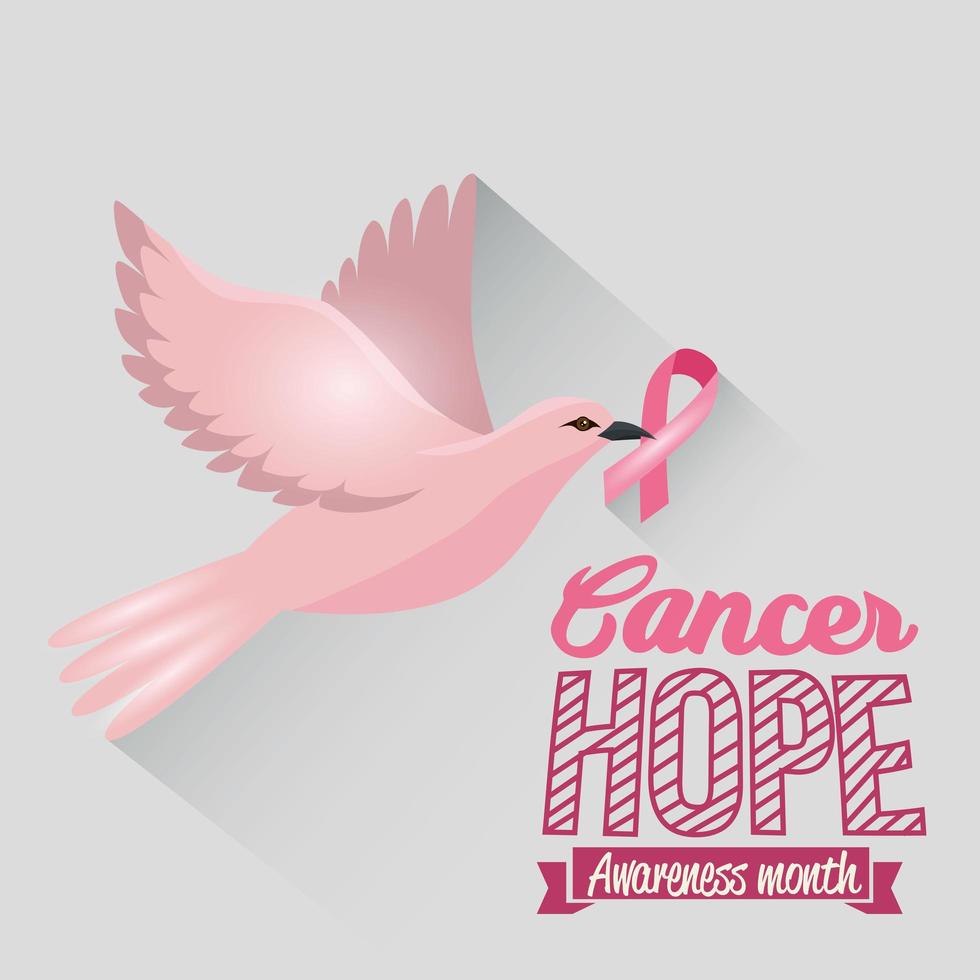 Breast cancer awareness month poster with pink dove vector