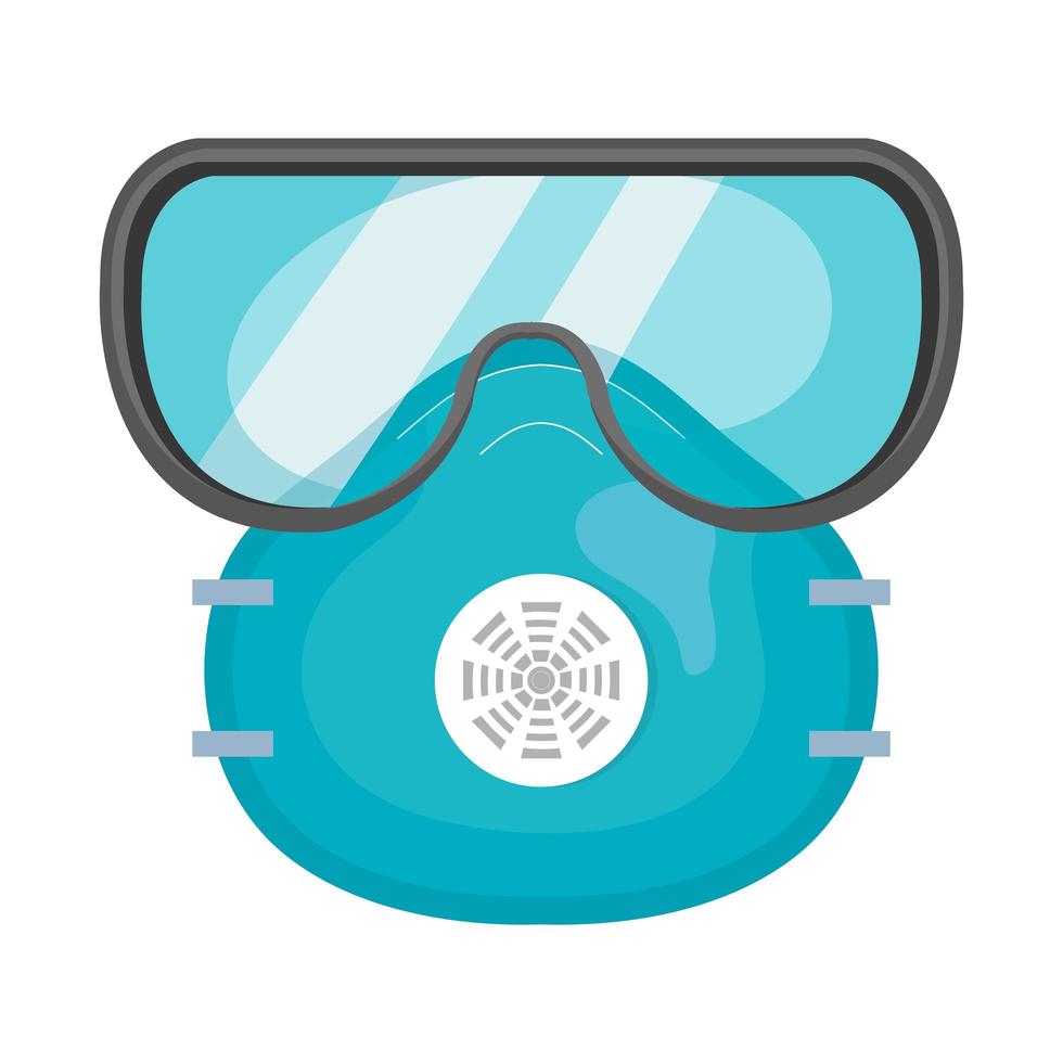 máscara facial y gafas de seguridad icono aislado vector