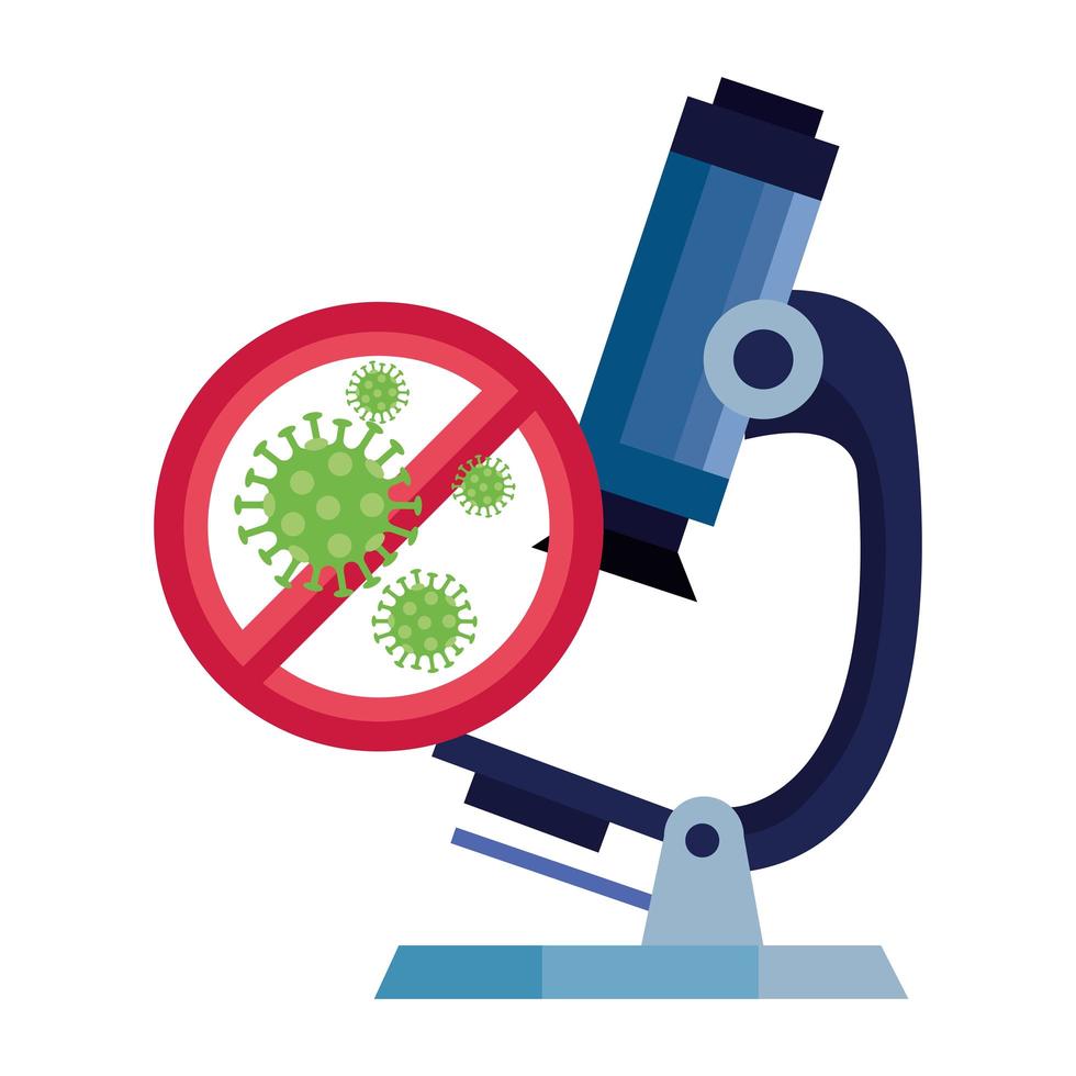 Microscope with coronavirus sign vector