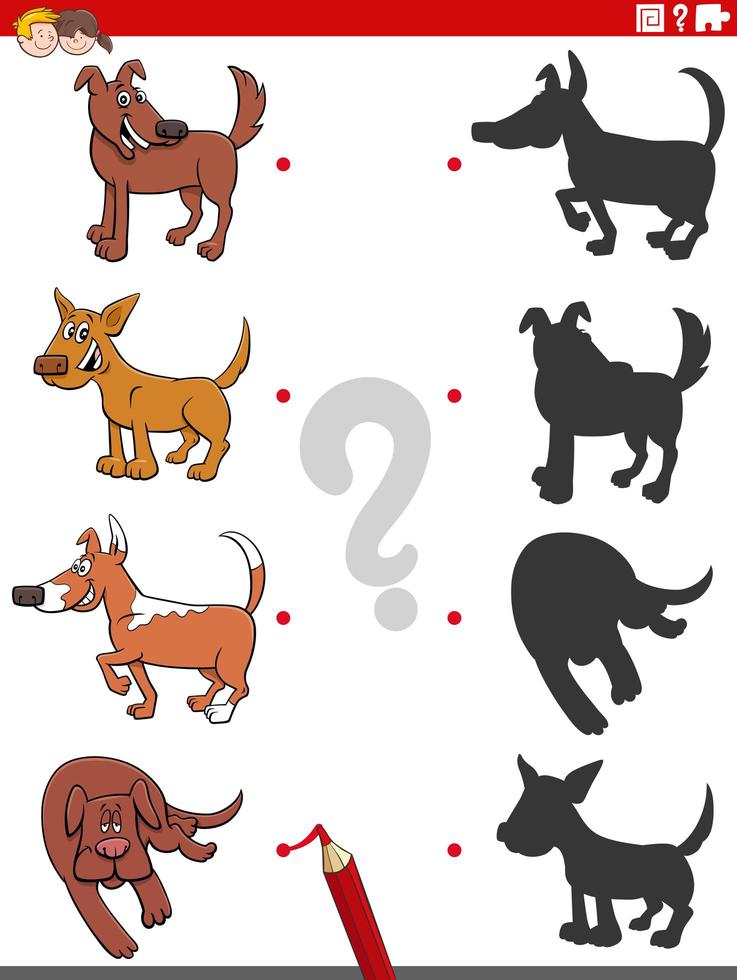 Shadow game with comic dogs characters vector