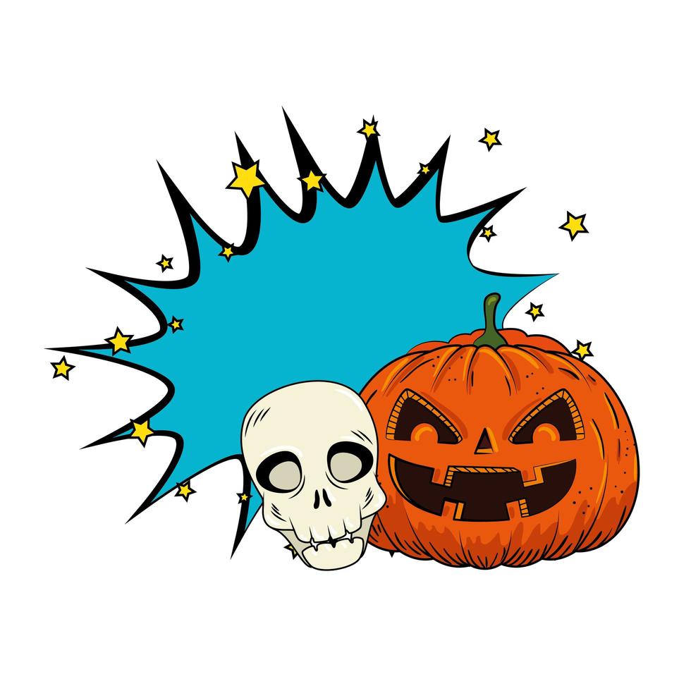 Halloween pumpkin with skull vector