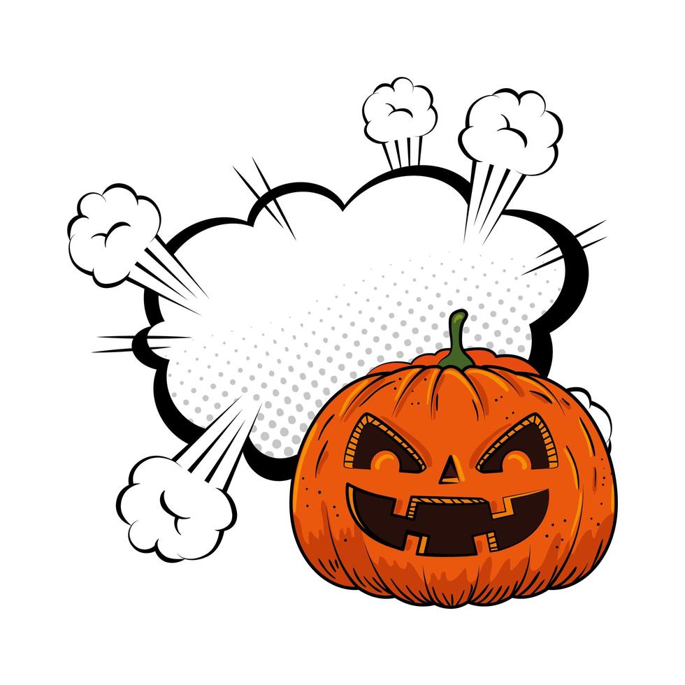 Halloween pumpkin with pop art speech bubble vector