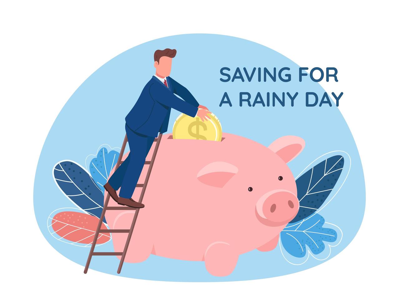 Man putting coin in piggy bank vector