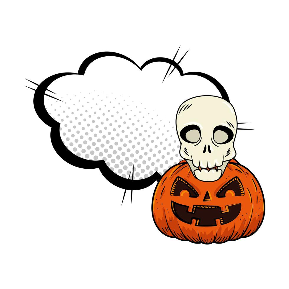 Halloween pumpkin with skull vector