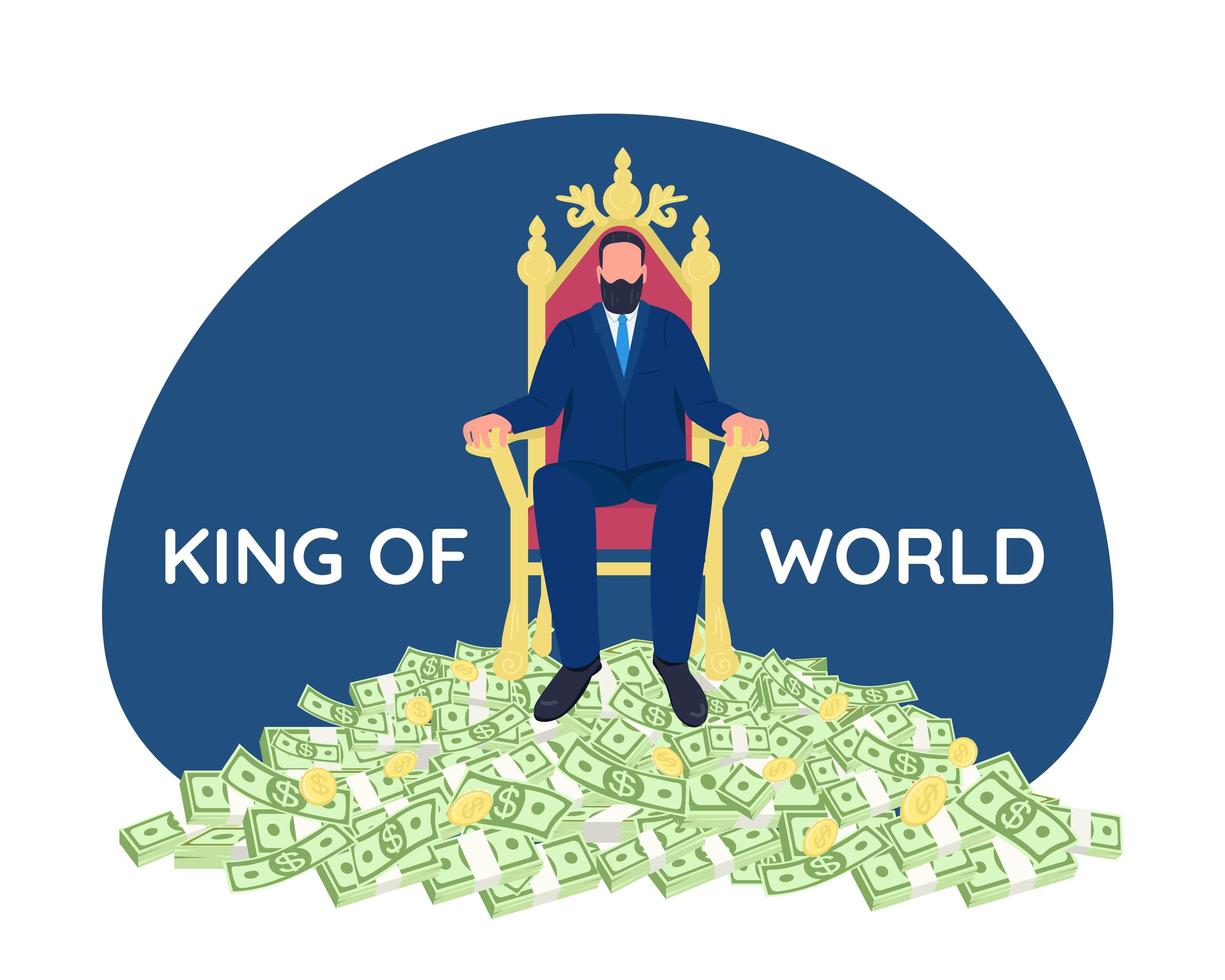 Successful businessman sitting on throne vector