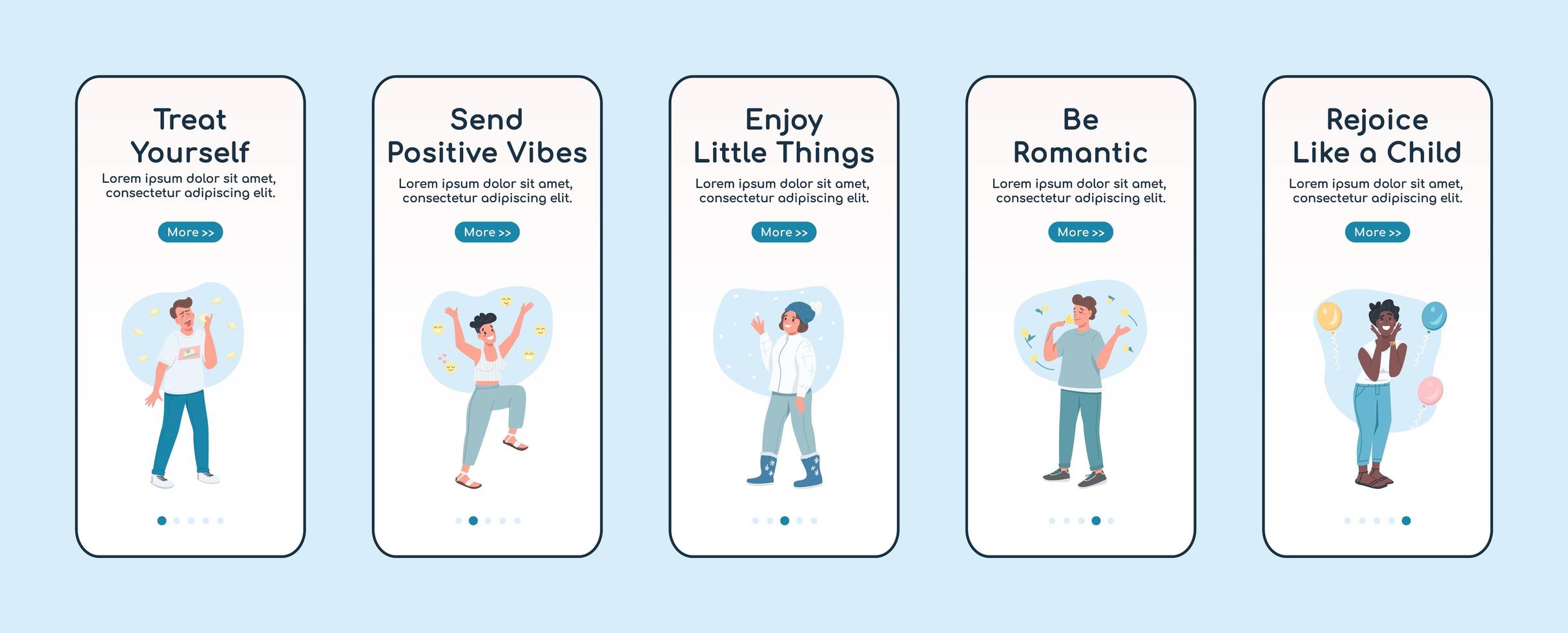 Self care onboarding mobile app screen vector