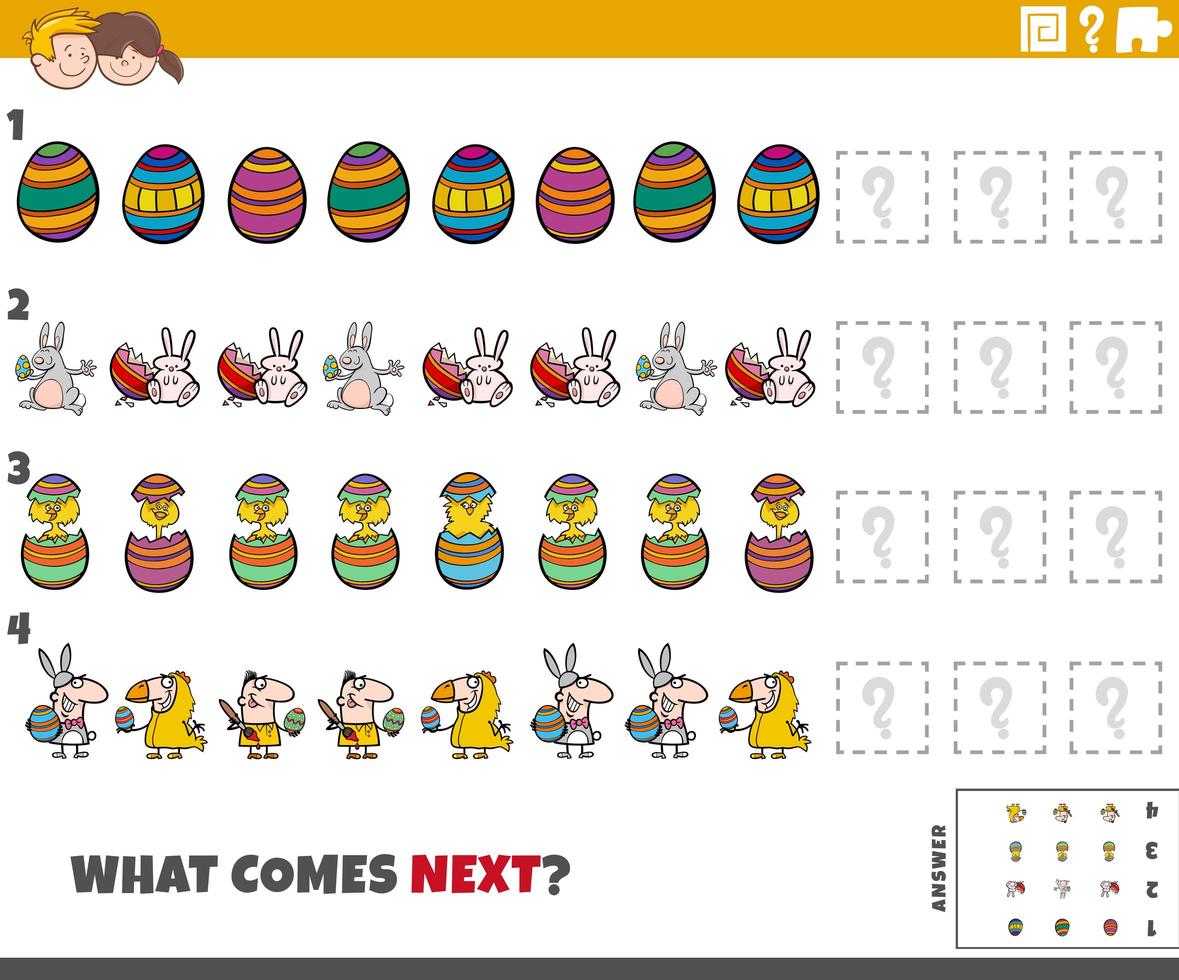Educational pattern game for kids with Easter characters vector