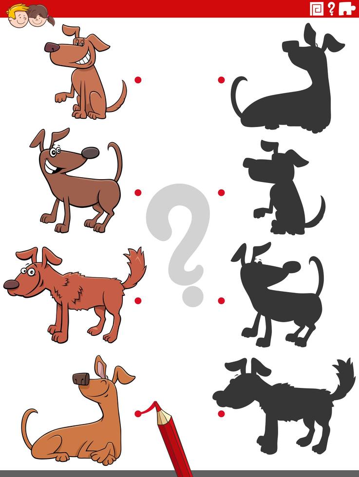 Shadow game with comic dogs characters vector