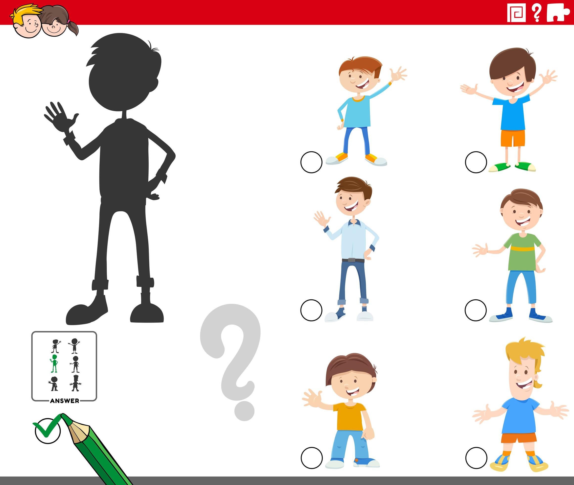 Shadows Game With Cartoon Boy Characters 1779834 Vector Art At Vecteezy Shadows Game With Cartoon Boy Characters 1779834 Vector Art At Vecteezy