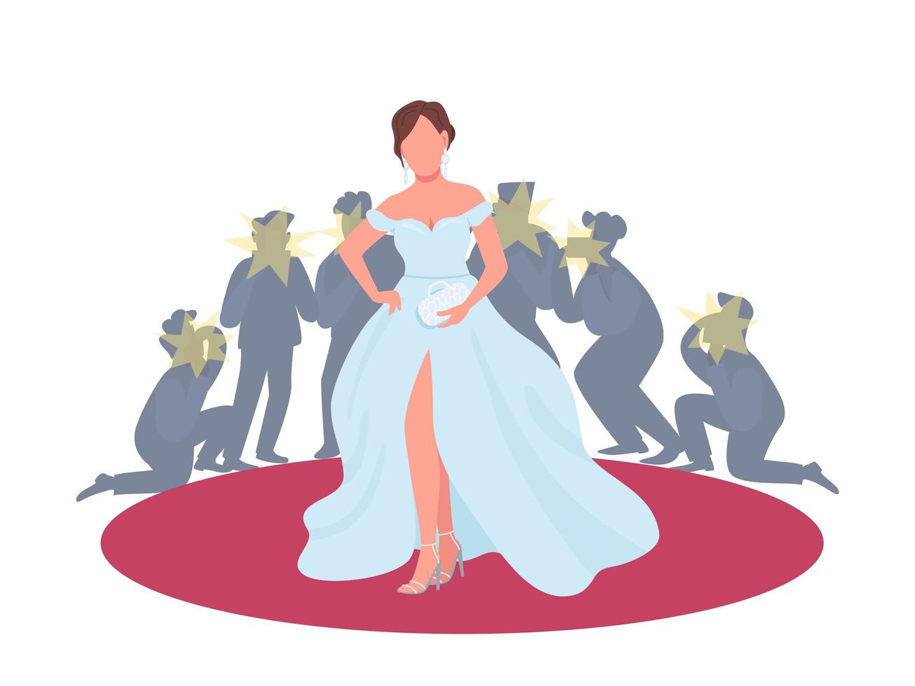 Actress in fancy dress on red carpet vector