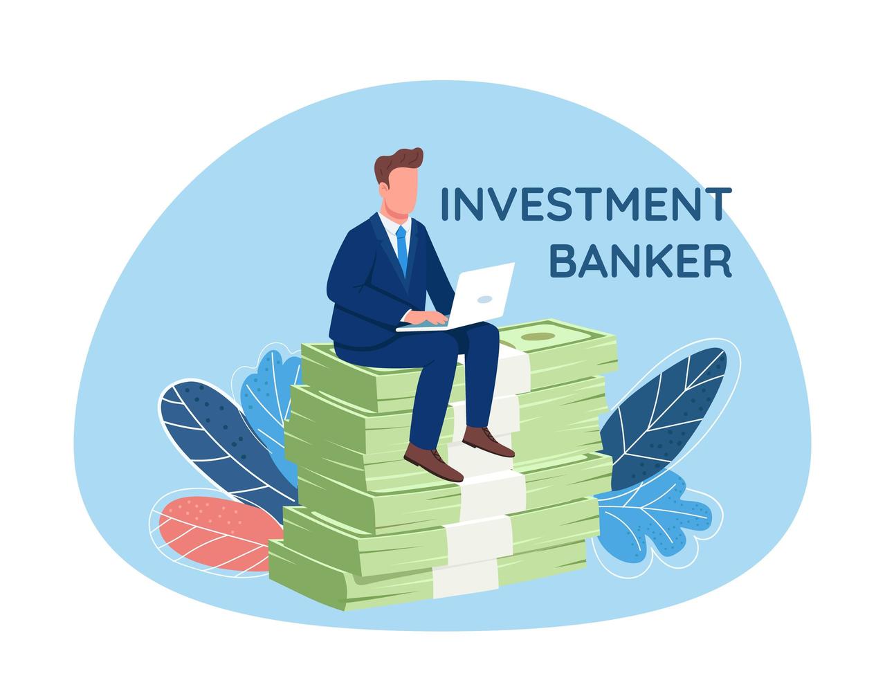 Investor sitting on pile of money vector